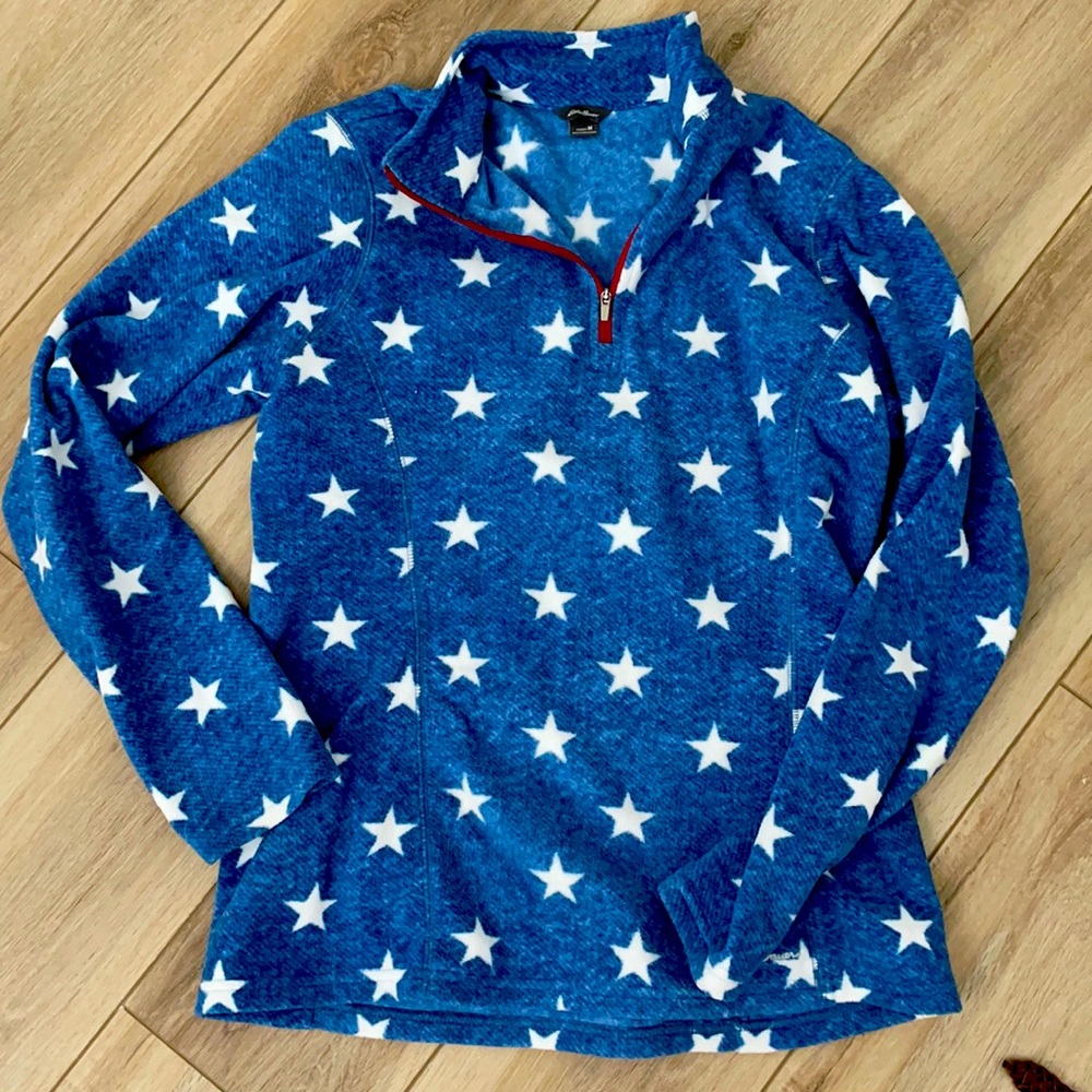 Fleece red white and blue stars pullover